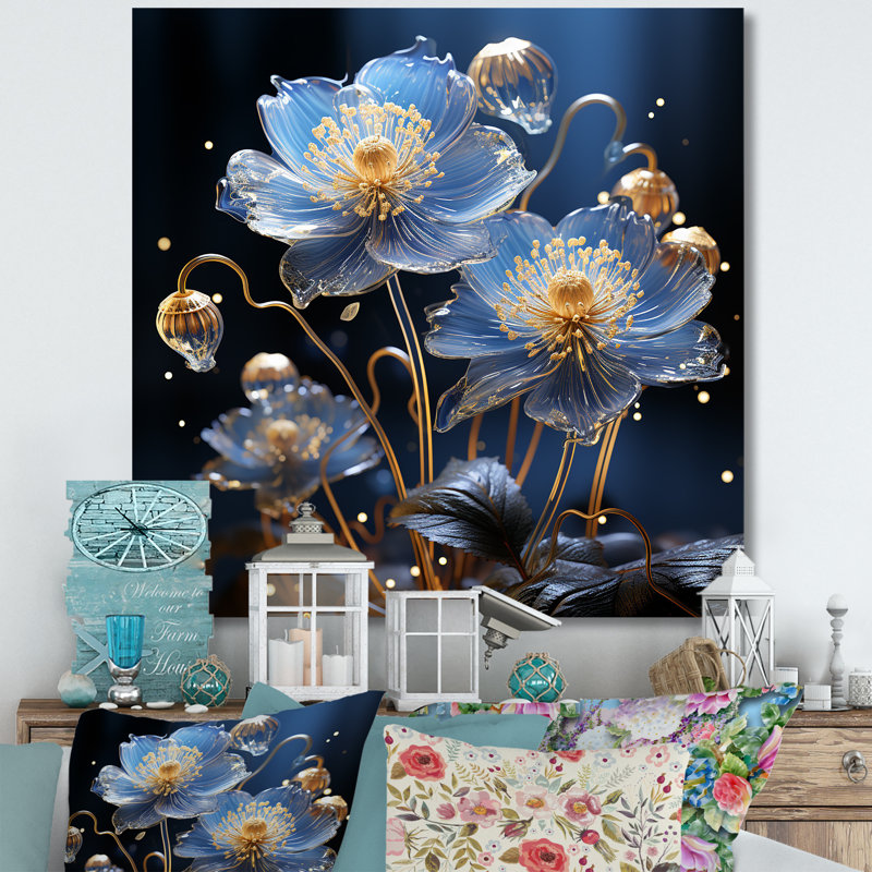 Céleste harmonie florale I sur toile, H 36 po x l 36 po x P 1,5 po, Toile tendue