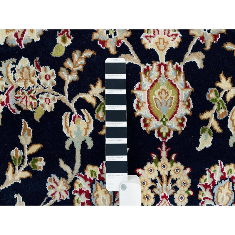 Tapis bleu en laine noué à la main 7 K 10 pi x 7 pi 10 po x 10 pi 1 po Nain Design 250 KPSI