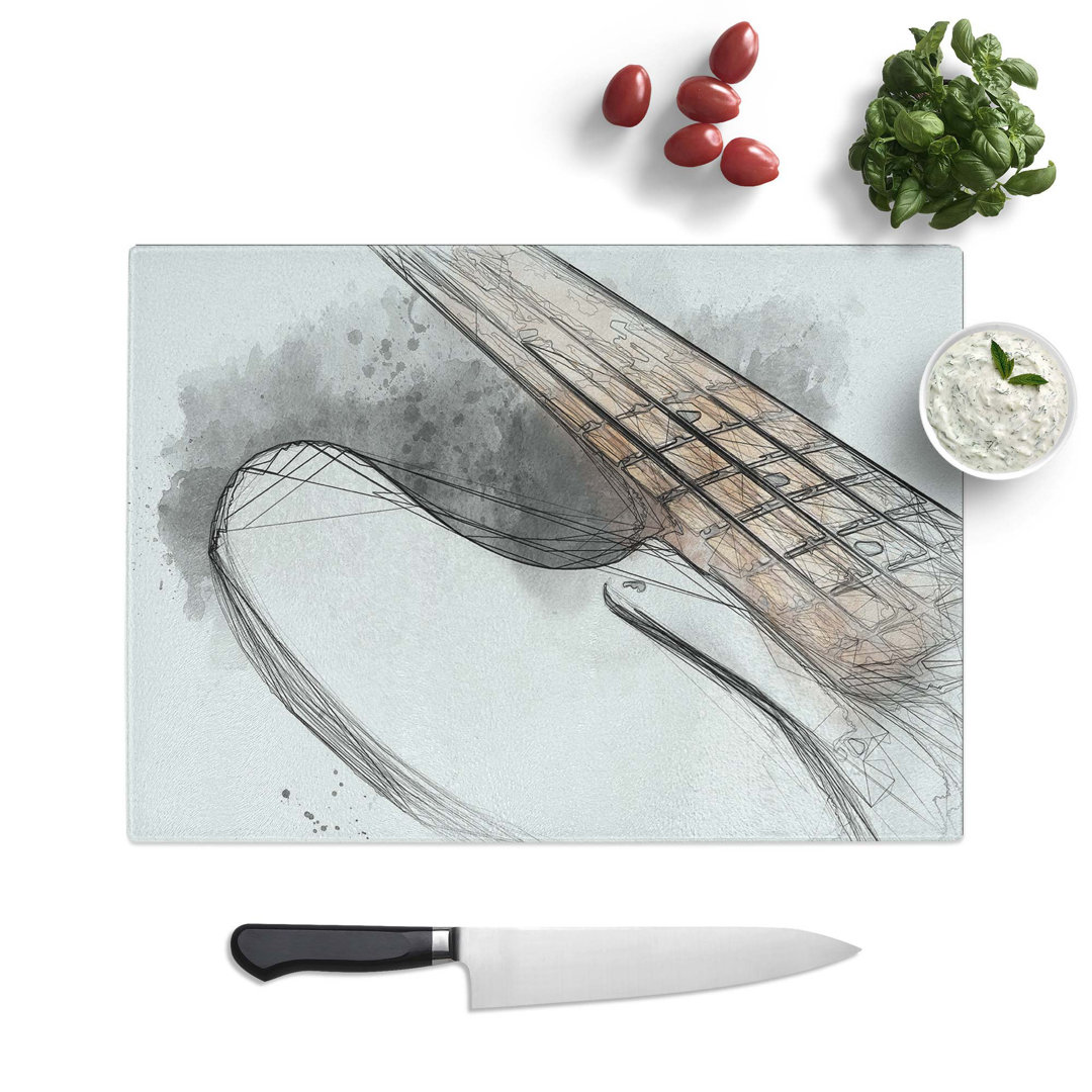 Tempered Glass Strings of a Bass Guitar Chopping Board