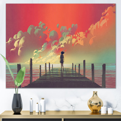 «Video Game Fantasy Pier Scenery», reproduction d'art moderne sur toile