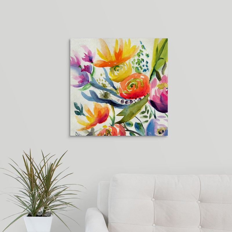 « summer spectrum iv », peinture sur toile, H 30 po x l 30 po x P 1,25 po, Toile tendue