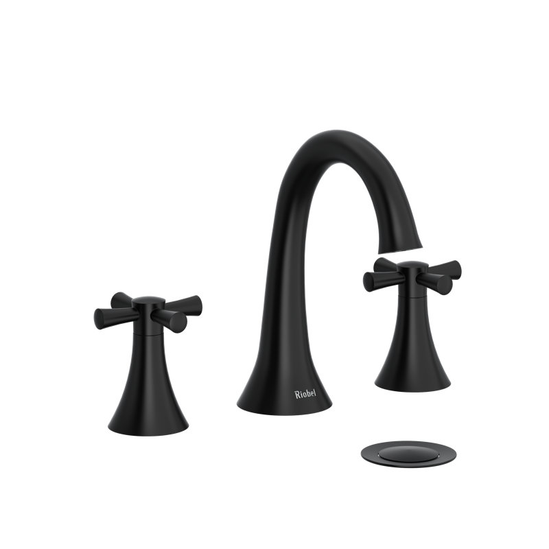 Edge Widespread Lavatory Faucet, Black, 1.2 GPM, Cross Handle