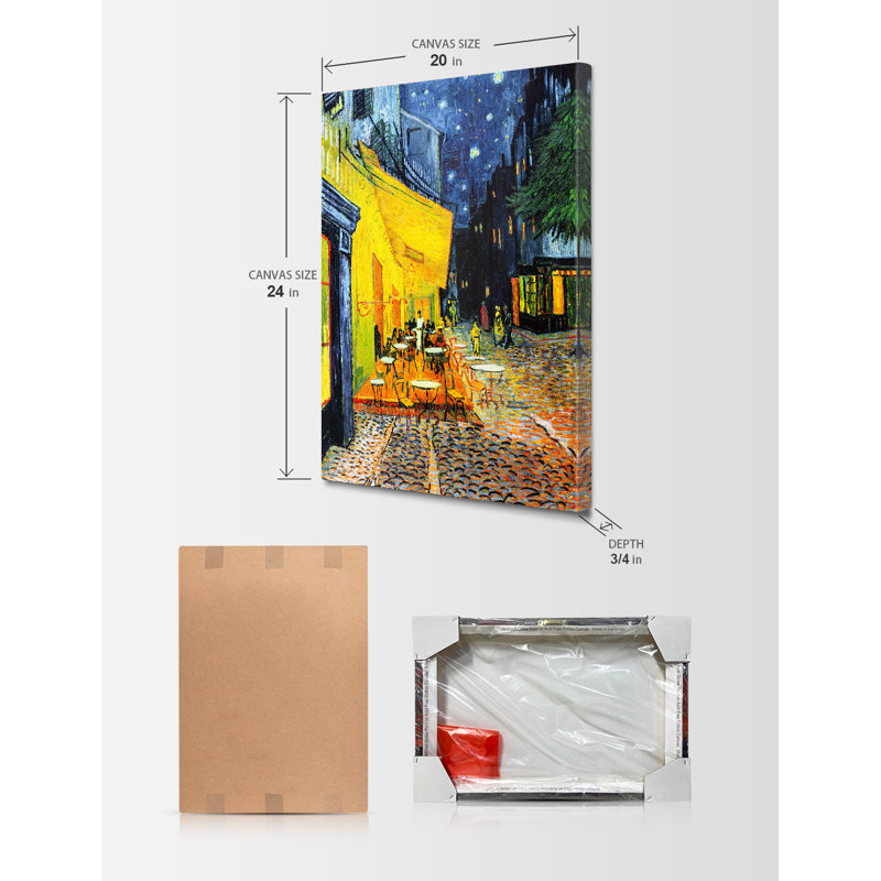 «Cafe Terrace at Night» par Vincent Van Gogh, art mural classique sur toile pour la décoration intérieure, H 24 po x l 20 po