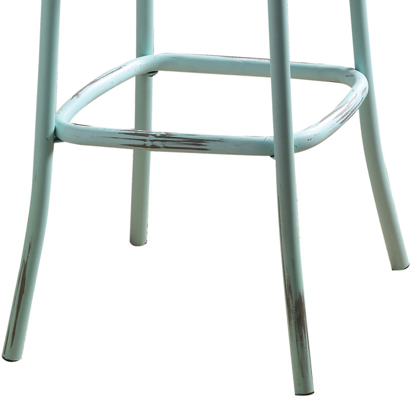 Vintage-Style Bar Stool With Sturdy Base And Comfortable Seat, Grey/Green