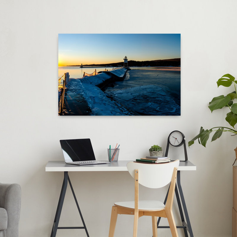 Sunset Grand Marais Harbor Grand Marais Minnesota USA 1 Piece Wrapped Canvas Wall Art, 60.96 cm H x 91.44 cm W