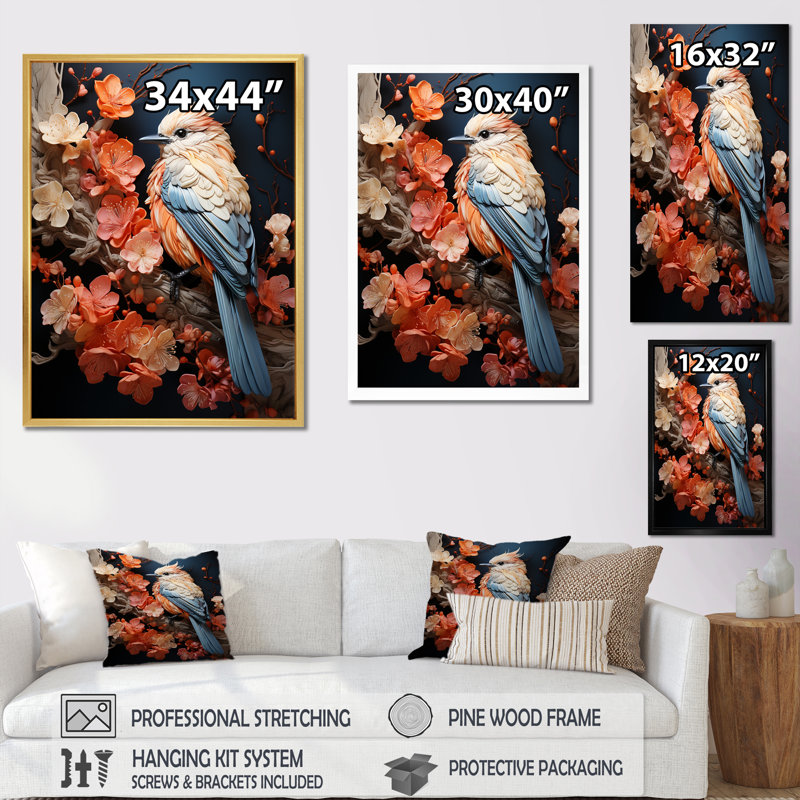 «A Pastel Palette Evoke A Feathery Symphony I», reproduction d'art sur toile, H 20 po x l 12 po, Cadre flottant blanc