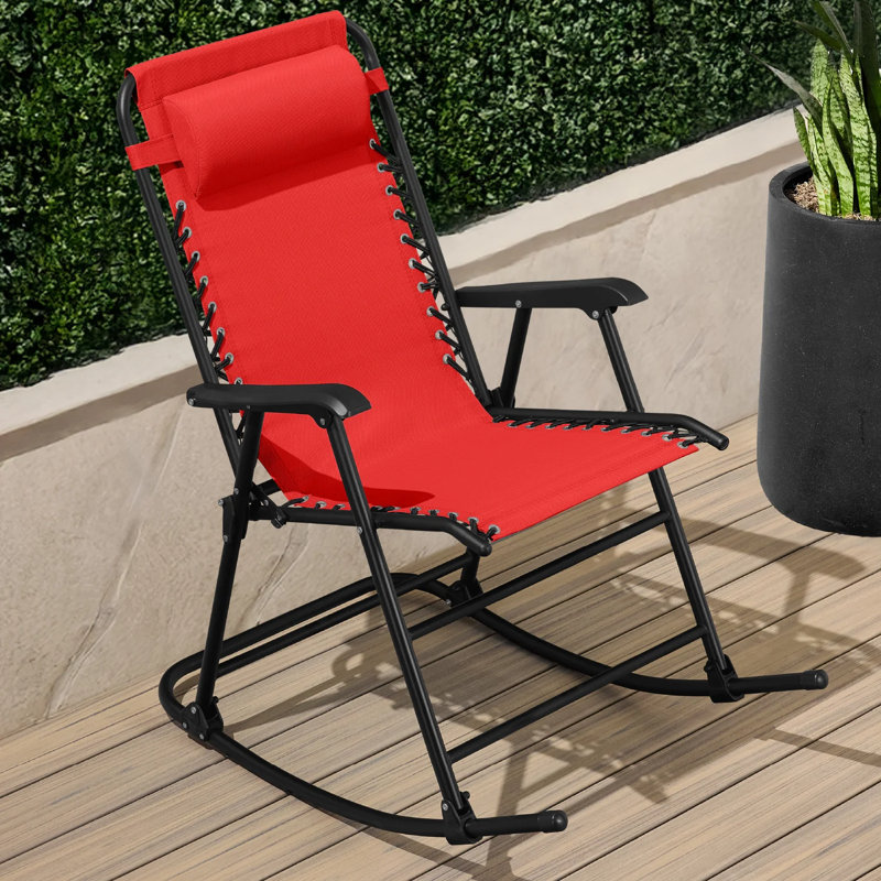 Outdoor Rocking Lounge Chair, Crimson Red