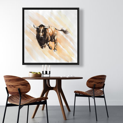 " Bull Running Watercolor "
