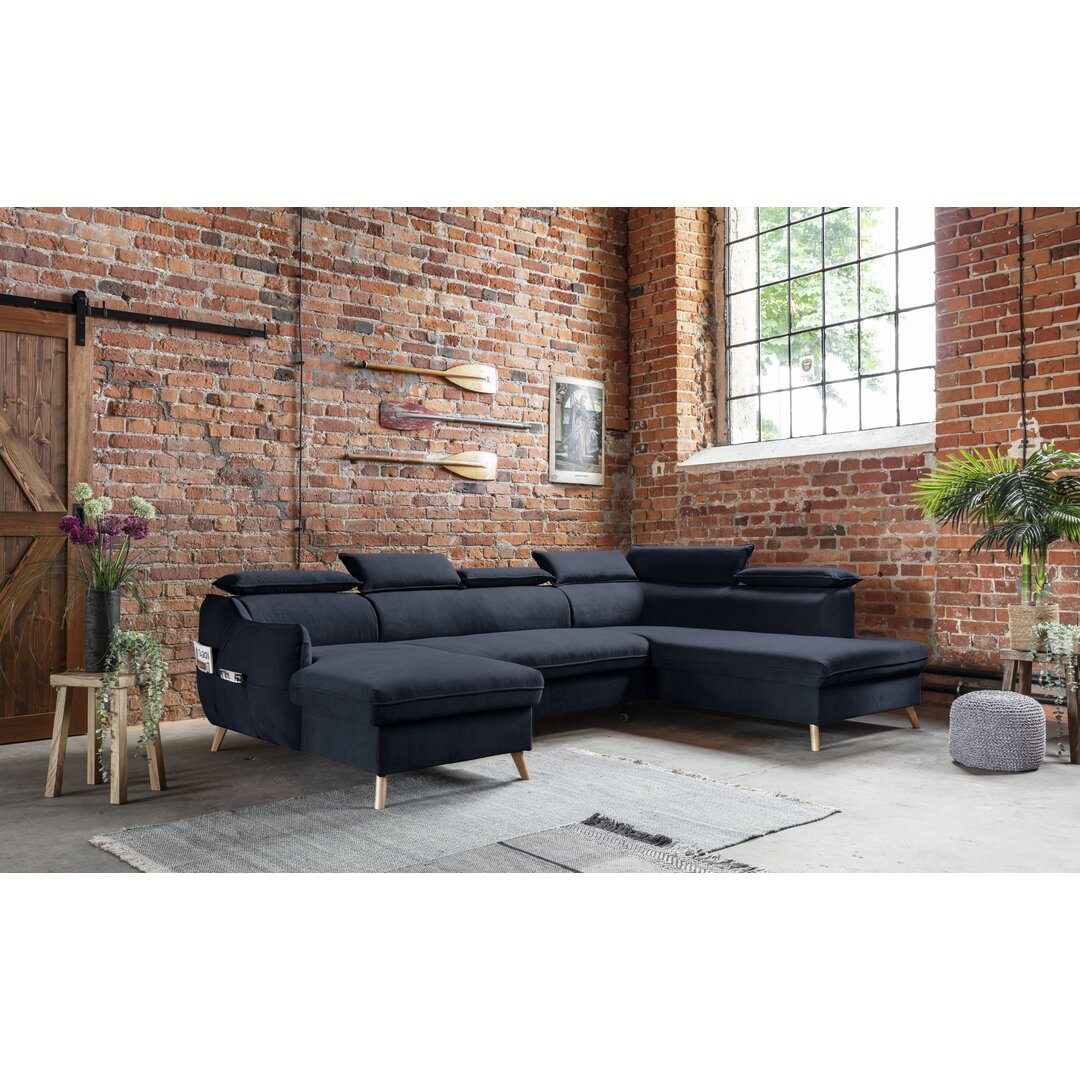 Ecksofa Henry aus Samt mit Bettfunktion