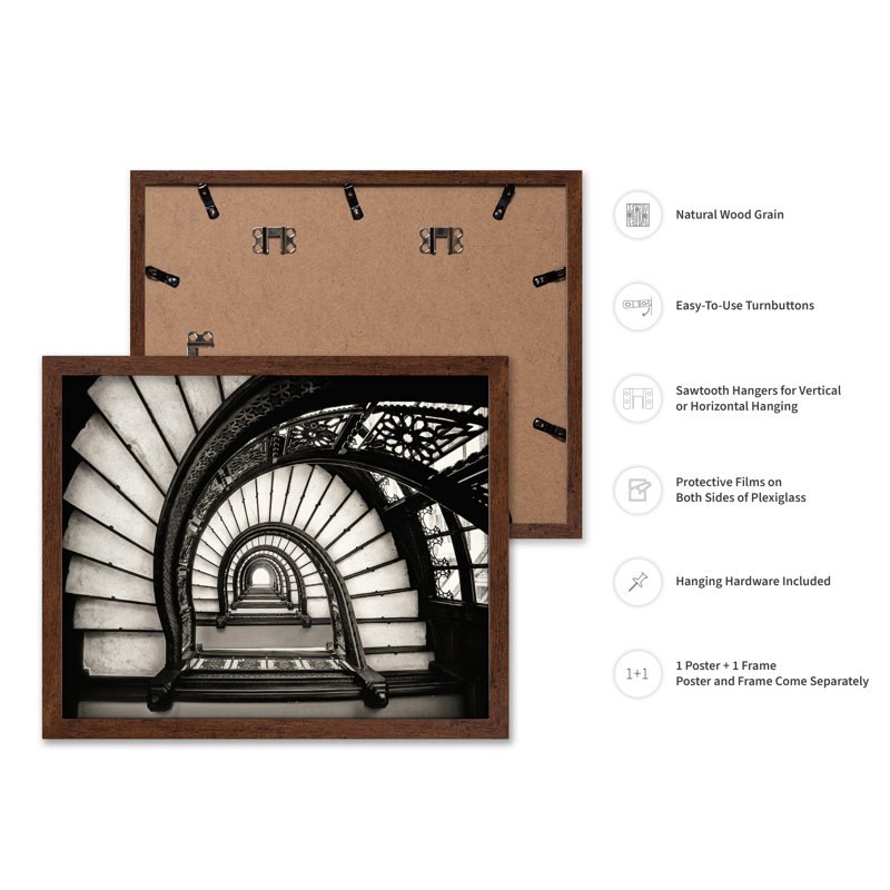 Escalier à la Rookery, Poster, 12"H x 16"W, Brown Framed