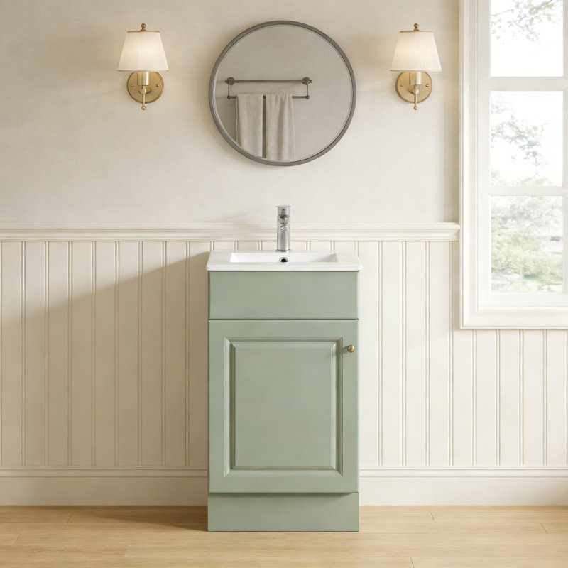 Meuble-lavabo 18 po avec lavabo, Vert clair, Doré