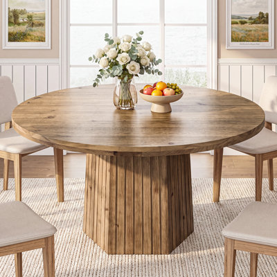 47.24" Farmhouse Solid Wood Dining Table Seats 4 with Pedestal Base