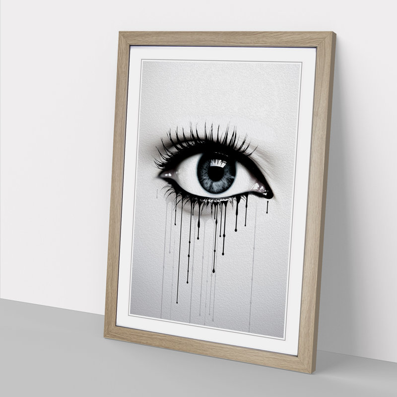 Eye Minimalism - Single Picture Frame Print on Wood, Oak, 46cm H x 34cm W x 2cm D