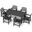 Ensemble de salle à manger d'extérieur 7 pièces en PEHD avec table rectangulaire, trou pour parasol et fauteuils, meubles de patio toutes saisons-804362617-804362618
