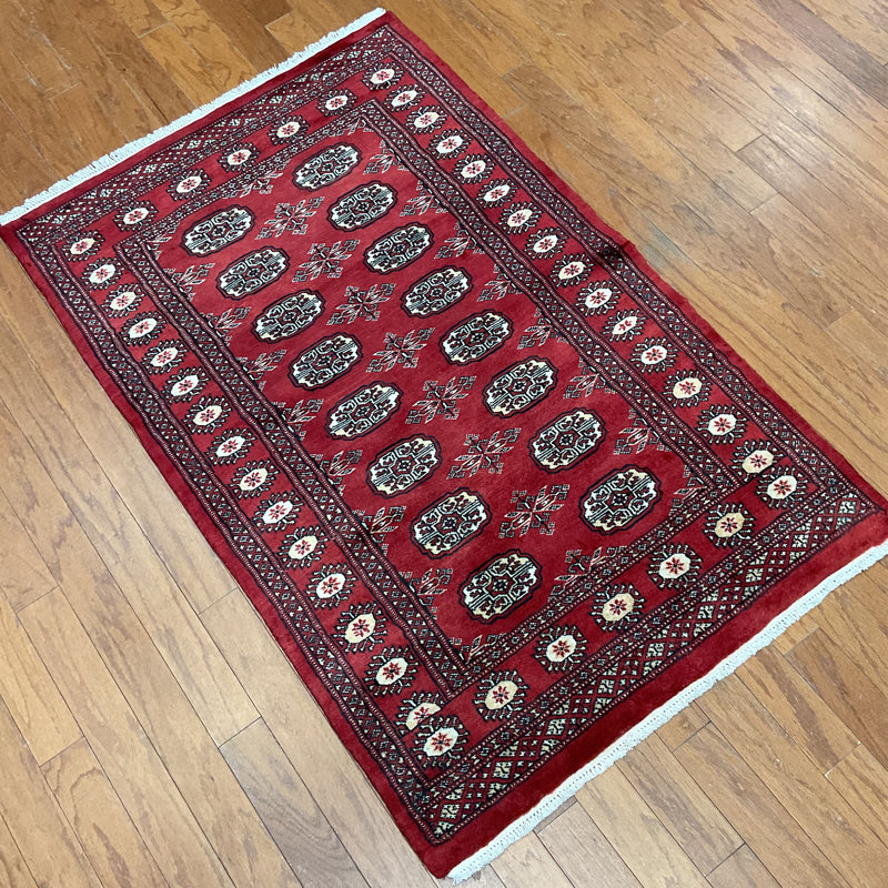  Tapis en laine Bokhara fabriqué à la main, Rectangle 3 pi x 4 pi 8 po