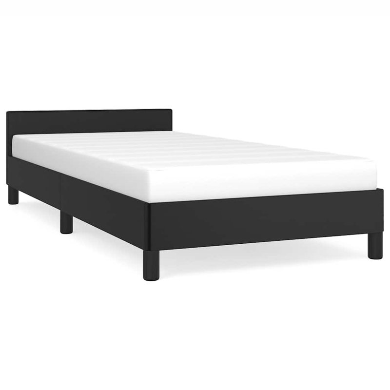 Singhai vidaXL Platform Bed Frame, Slats Support, No Mattress, Faux Leather, Twin, Black