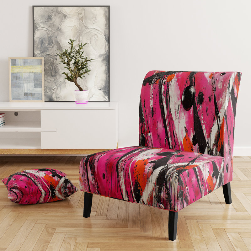 Fauteuil de chambre moderne rembourré en velours Brechta Vibrant Curve Design II, Rose / Orange
