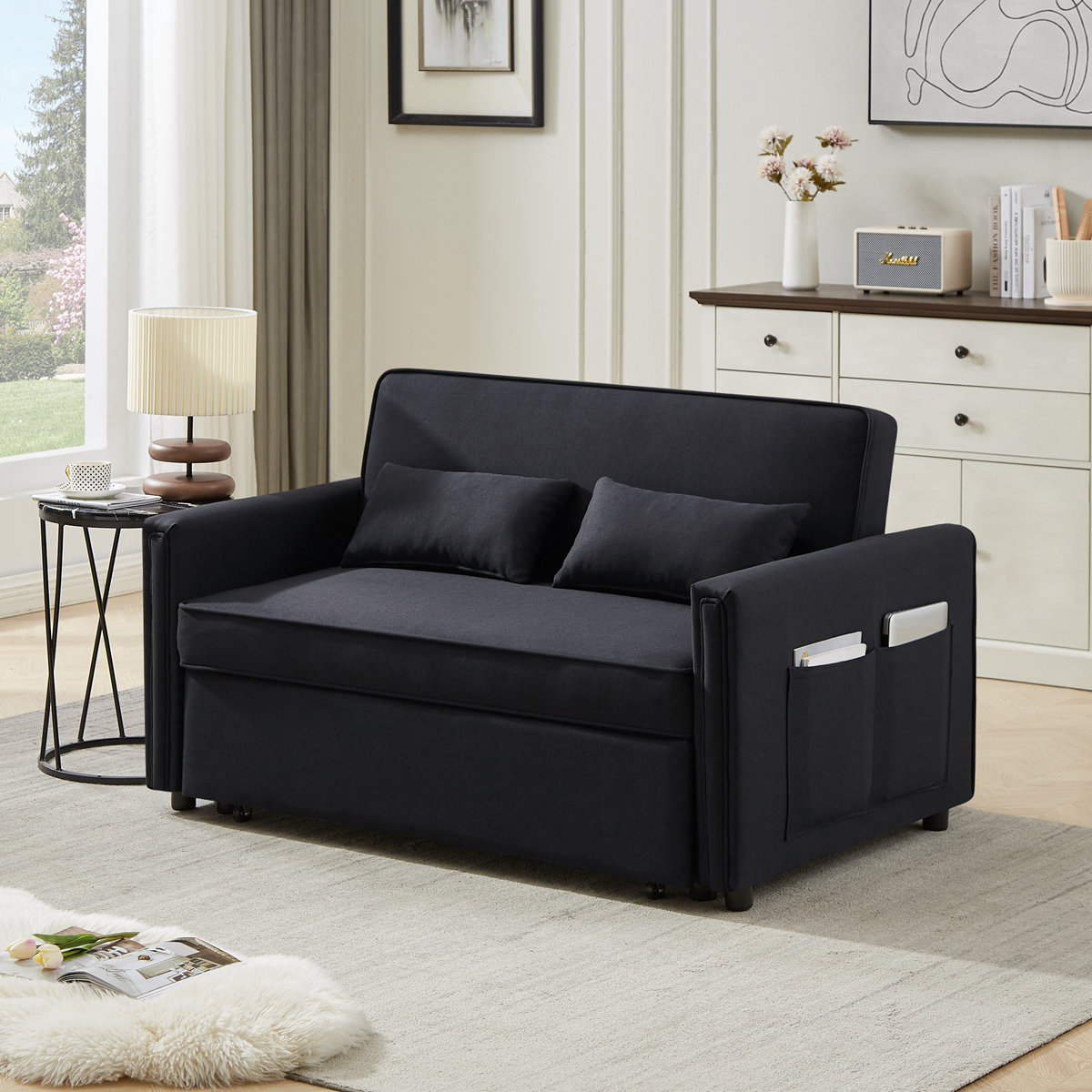 Latitude Run® Modern Convertible Loveseat Sleeper Sofa Couch With