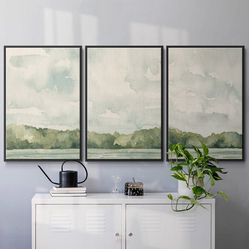 Riverside Views II - Toile encadrée multi-pièces, Noir, H 36 po x l 75 po x P 2 po