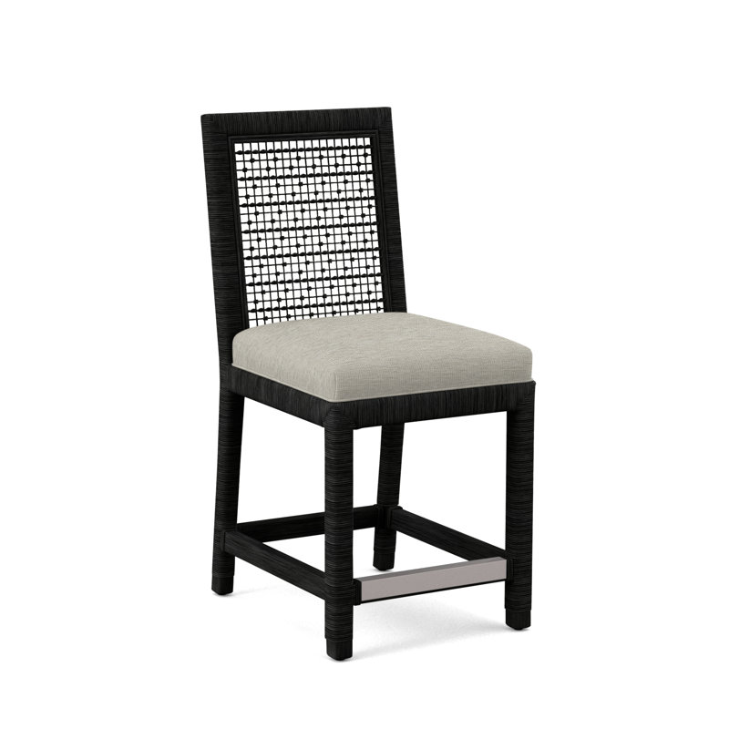 Pine Isle 24" Counter Stool, Sunbrella Blue Pinstripe; 6205-64, Black