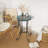 Patio Side Table With Shelf,Blue+Black