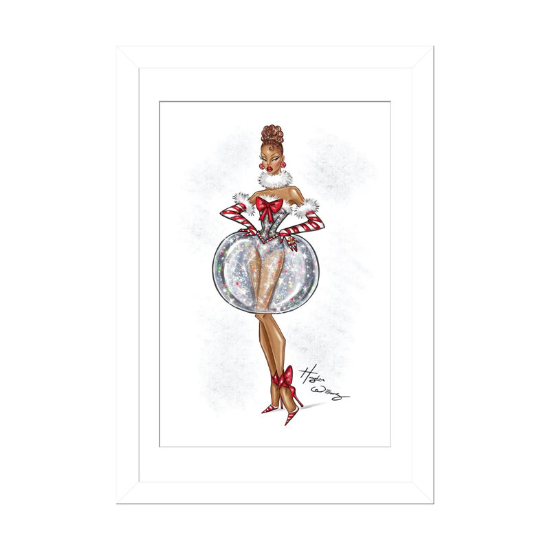 Robe boule à neige - HWI577, Papier à cadre ouvert avec passe-partout, H 24 po x l 16 po, Blanc