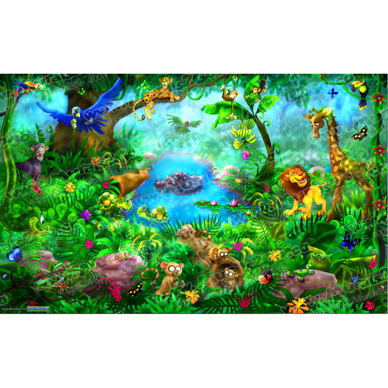 Affiche de jungle brillante, H 44,5 po x l 72 po