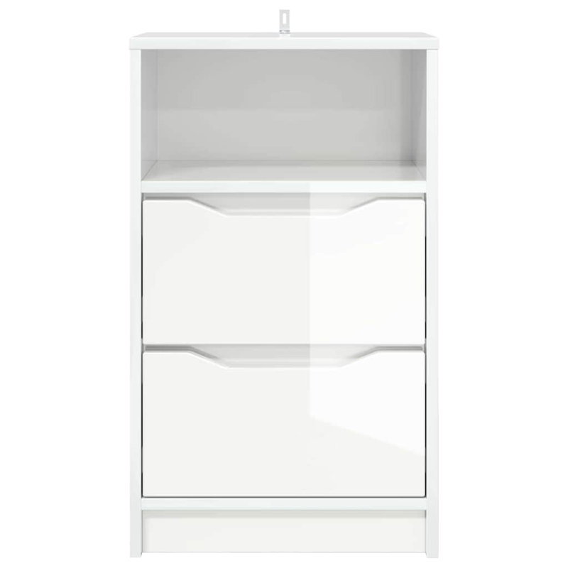 40cm W Manufactured Wood Bedside Table, High Gloss White