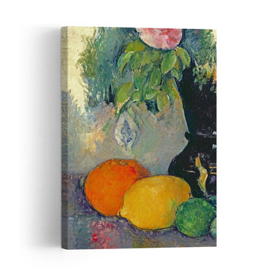 Fleurs et fruits, vers 1880. Estampe murale abstraite contemporaine représentant des fleurs et des fruits.