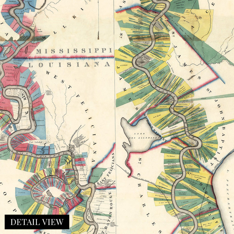 " 1858 Lower Mississippi River Map " Print, 36" H x 24" W x 0.01" D