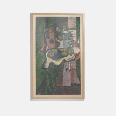 Still Life With Fruit Bowl On A Table Framed Oil Painting Print