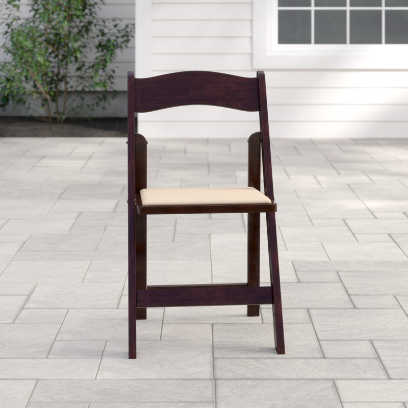 Wood Folding Chair with Vinyl Padded Seat