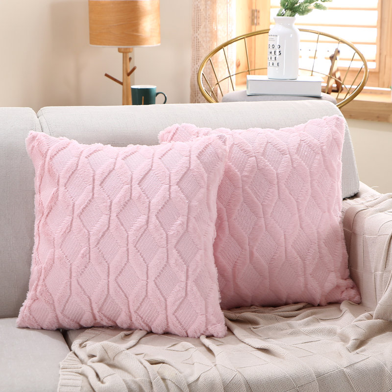 (Covers With Inserts) Set of 2 Double Sided Polyester Square Pillows