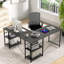 Grand bureau d'ordinateur en forme de L 60 po avec 4 tablettes de rangement Camorra 17 Stories