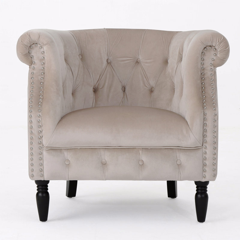 Fauteuil d'appoint Club Basic, Velours champagne