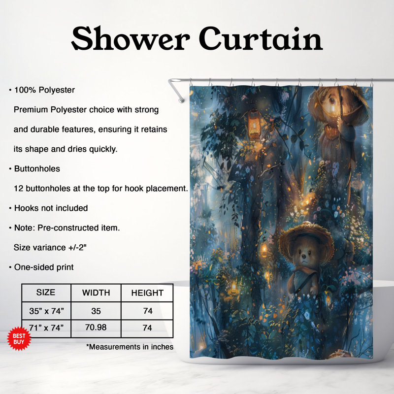 Bear Antics - Premium Shower Curtain, 74"H x 71"W