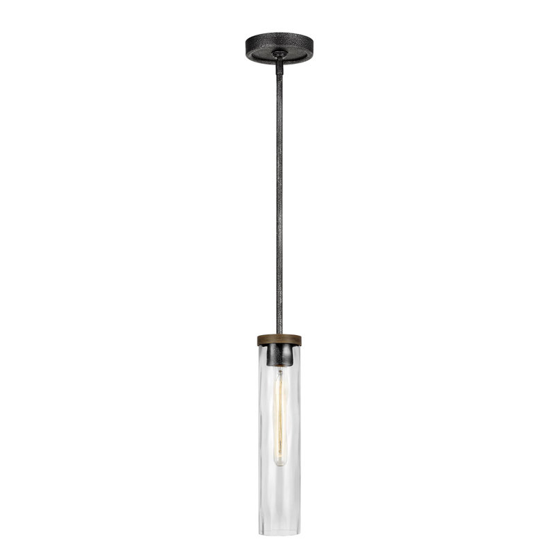 Lutz Scot 1 - Light Single Cylinder Pendant with Wood Accents