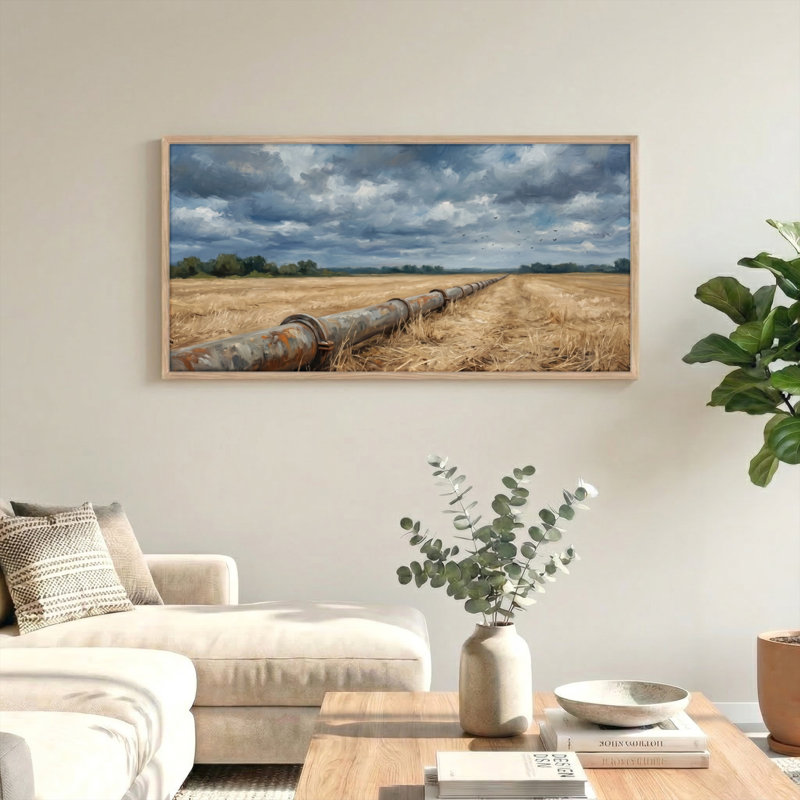 Ensemble de 1 tableau sur toile « Tuyau rouillé », 40“W x 20”H, Naturel