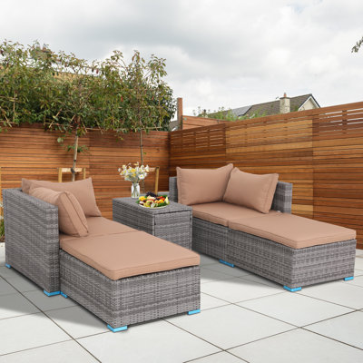 Ensemble de conversation d'extérieur pour 4 personnes avec coussins de 85,2 po de largeur Modrok