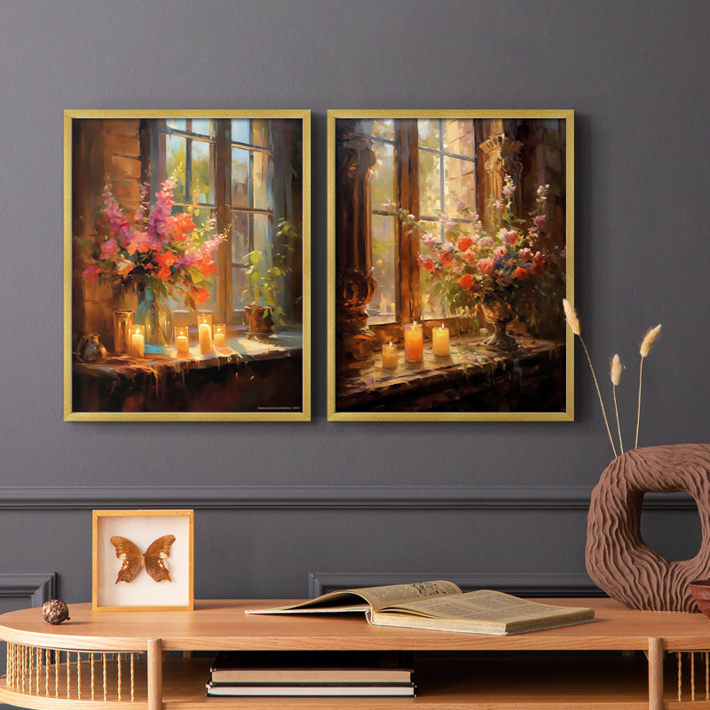 FLORAL Series DCCLXV - Reproduction encadrée de qualité supérieure - prête à être accrochée - aucun clou requis - aucun clou requis