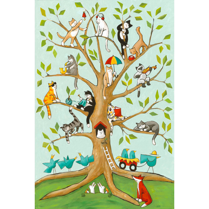 " Cats Up A Tree " by Janet Nelson, 60" H x 40" W x 1.5" D