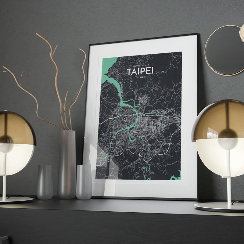 Taipei City Map In Dream - No Frame Print, 17cm H x 11cm W x 0.05cm D