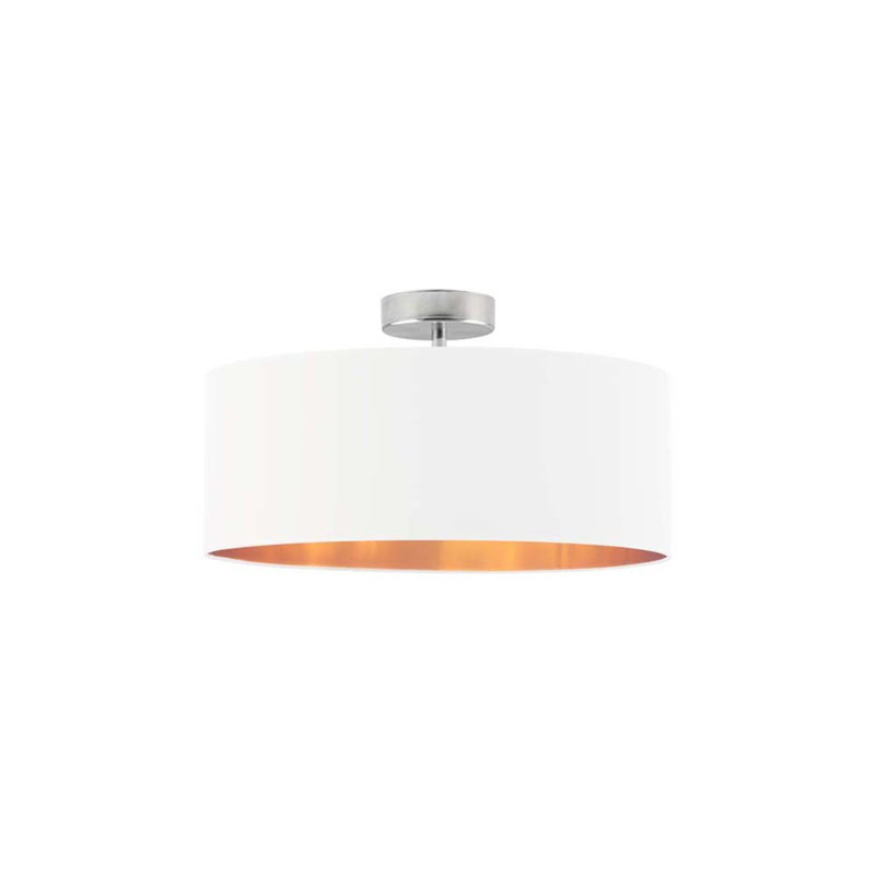 Sunburg Fabric Semi Flush Mount, White, Grey, 30cm H x 40cm W x 40cm D