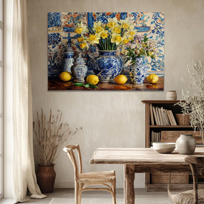 Art mural citron, cuisine italienne, art mural sur toile citron pour la cuisine, décoration murale fruits rétro, impression d'art méditerranéen 18 po x 24 po