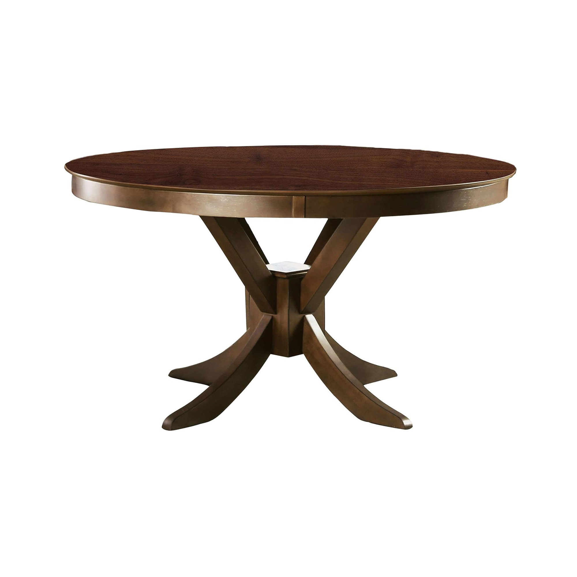 Red Barrel Studio® 53.4" W Transitional Round Dining Table, Walnut/Dark ...
