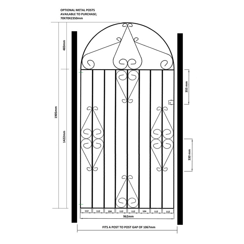 Suez Black Metal Gate, 107cm W X 190cm H 