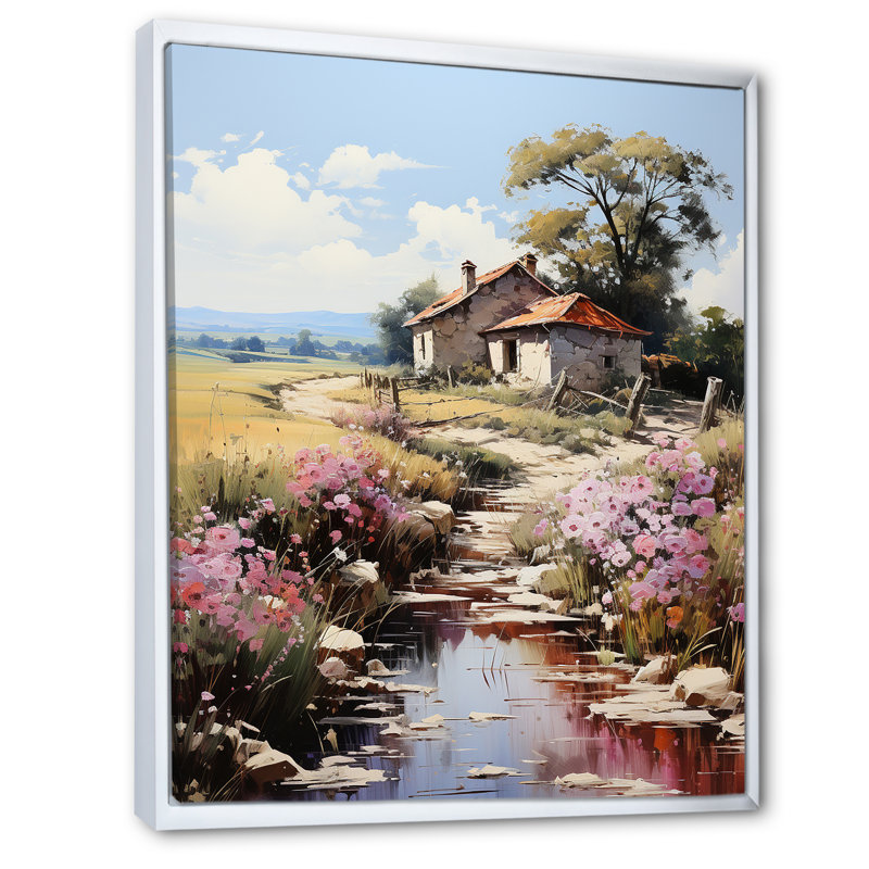 «Countryside Small River Reverie I», reproduction sur toile, Cadre flottant blanc, H 20 po x l 12 po x P 1 po