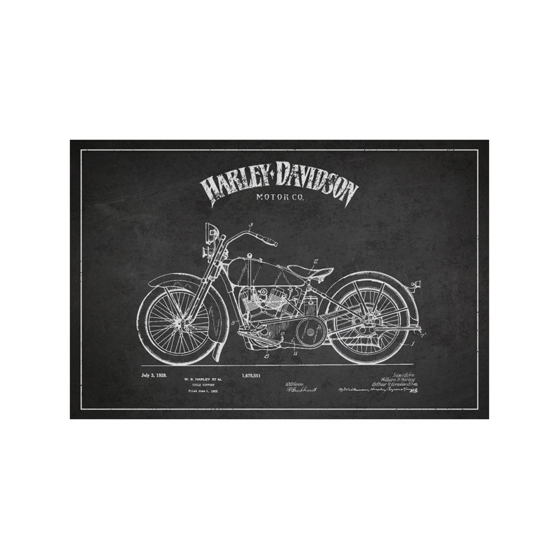 Harley-Davidson 1 Piece Floater Frame Wall Art on Canvas, 20.32 cm H x 30.48 cm W, No Frame