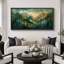 «Woodland Forest Landscape Watercolor Green Mountain Forest Sunrise Landscape Modern Large Large Canvas Art-108480857-108480855-111666121
