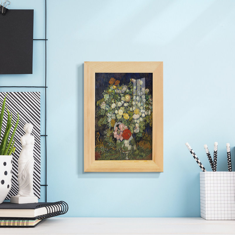 Bouquet de fleurs dans un vase, H 6 po x l 4 po x P 1 po, Naturel